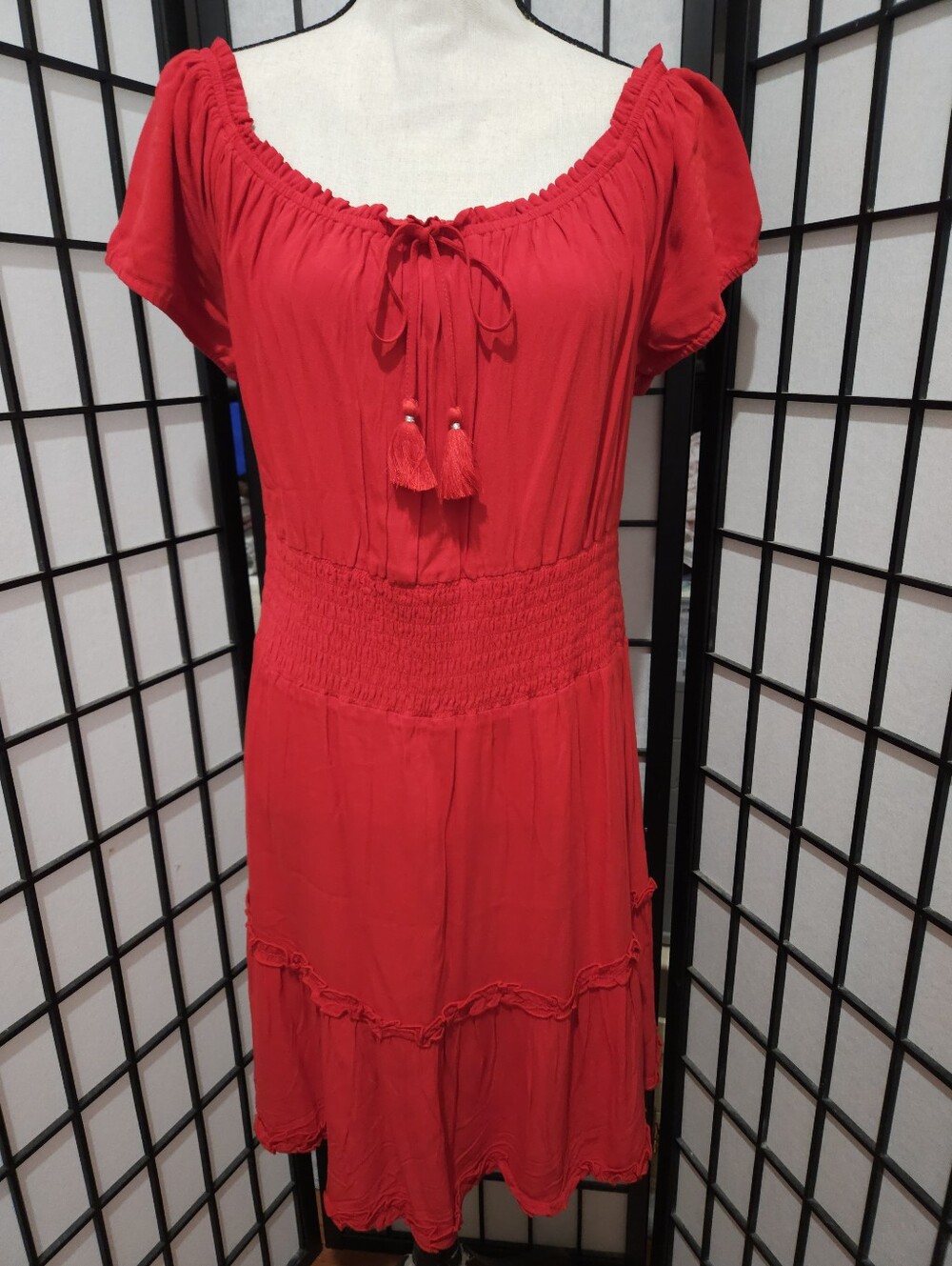 NWT American Eagle Red  XL Rouched Waist Short Sleeved Mini Dress